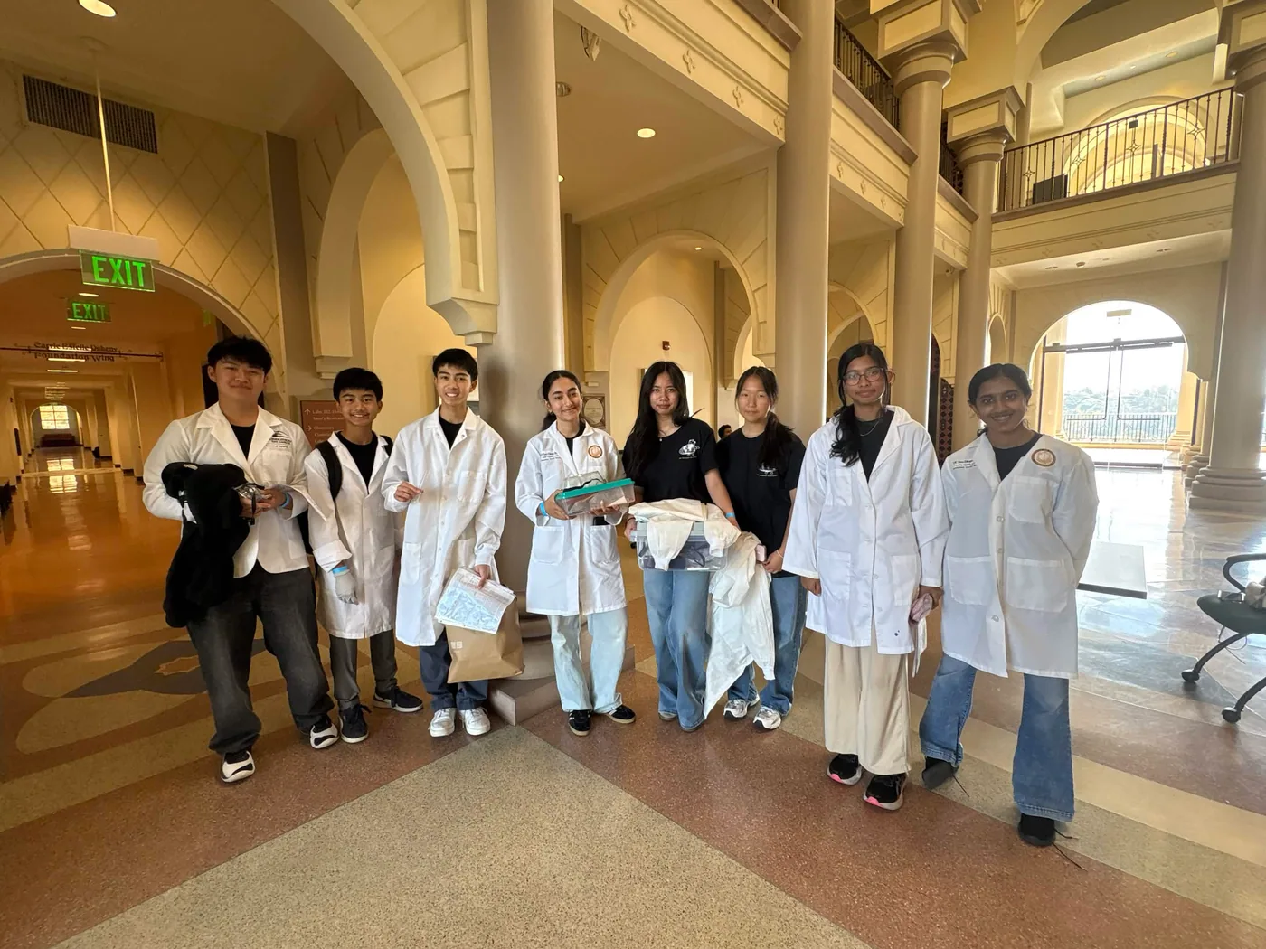 Westview Science Olympiad students ready for lab events in white coats